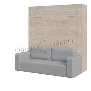 Murphy Bed  & Sofa Combo ISIDA-160 Hickory Rockford Light